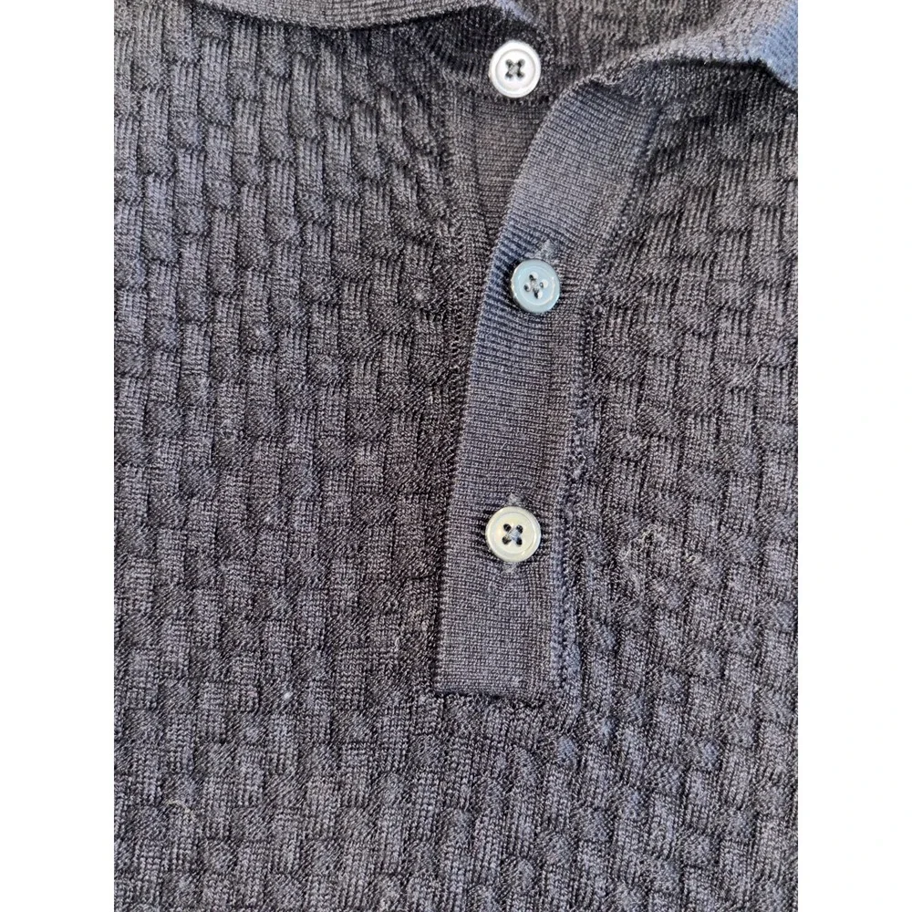 Apt 9 Polo Sweater Mens Small Navy Textured Waffle Knit Standard Fit Warm‎ Wear